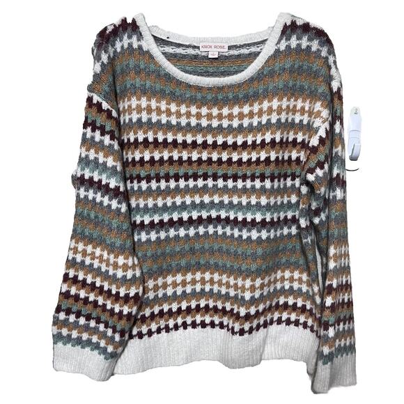 Knox Rose Pullover Knit Sweater Multi Color Sz Small Cozy Cabincore - Picture 1 of 6